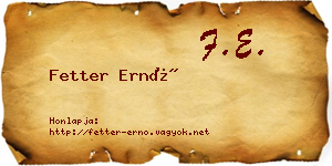 Fetter Ernő névjegykártya